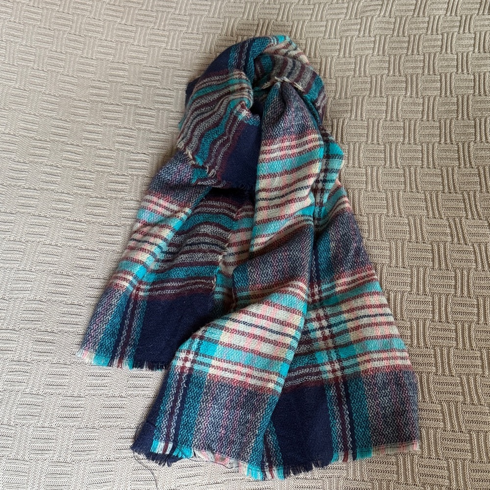 City Streets Scarf Teal Pink Purple Plaid